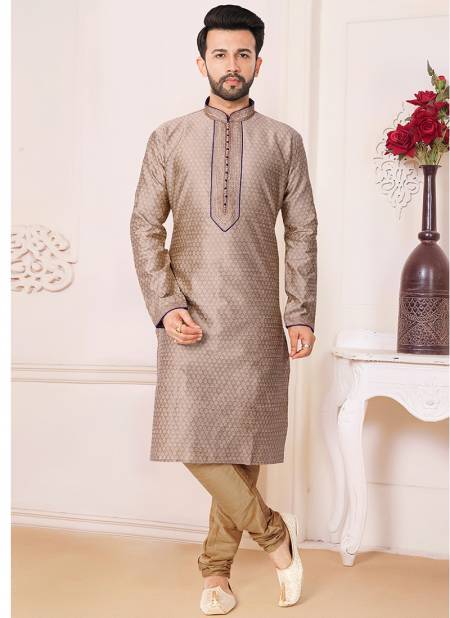 Khakhi Colour Stylish New Designer Function Wear Kurta Pajama Mens Collection 1490-FC-852K